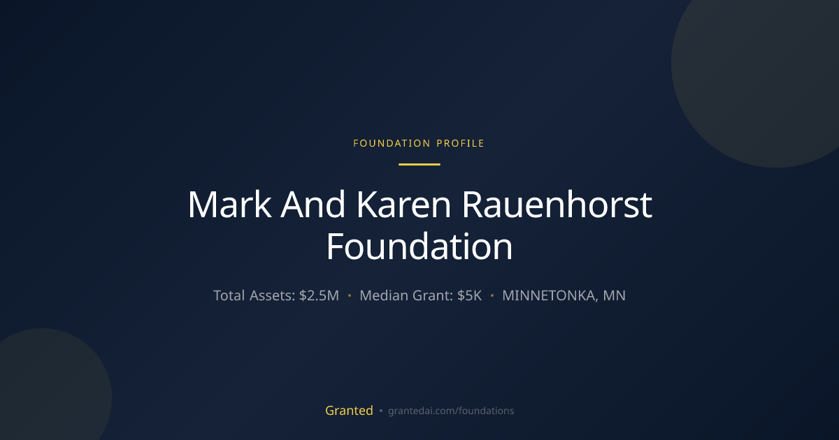 Mark And Karen Rauenhorst Foundation | Granted AI