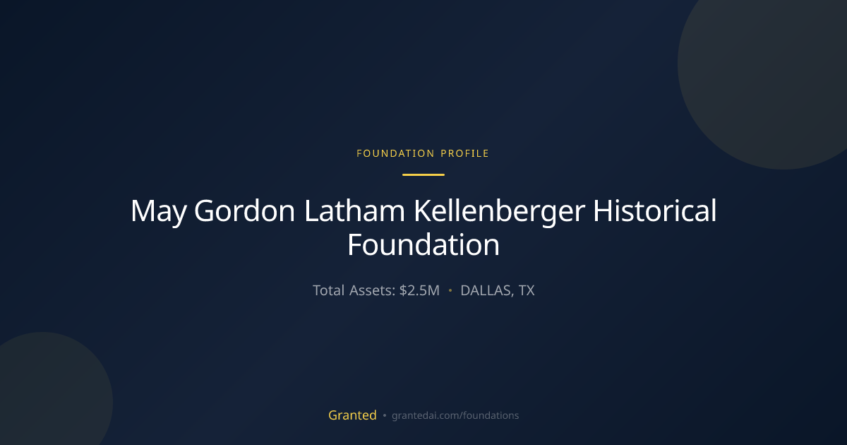 May Gordon Latham Kellenberger Historical Founda... | Granted AI