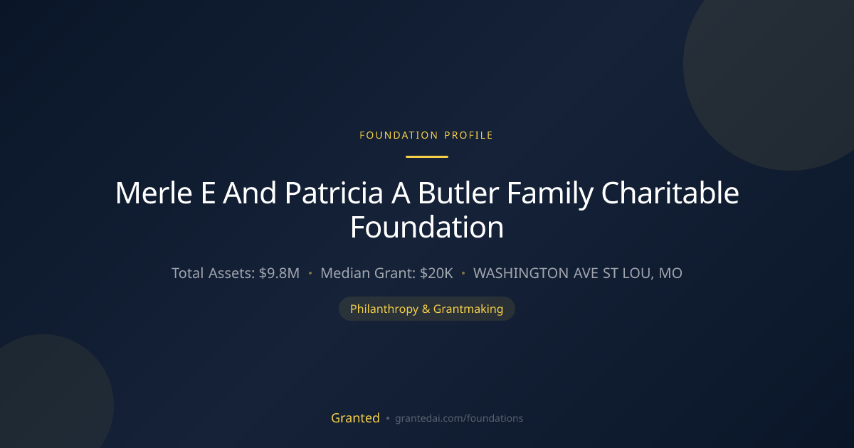 Merle E And Patricia A Butler Family Charitable ... | Granted AI