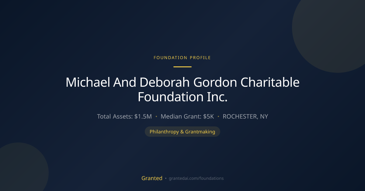 Michael And Deborah Gordon Charitable Foundation... | Granted AI