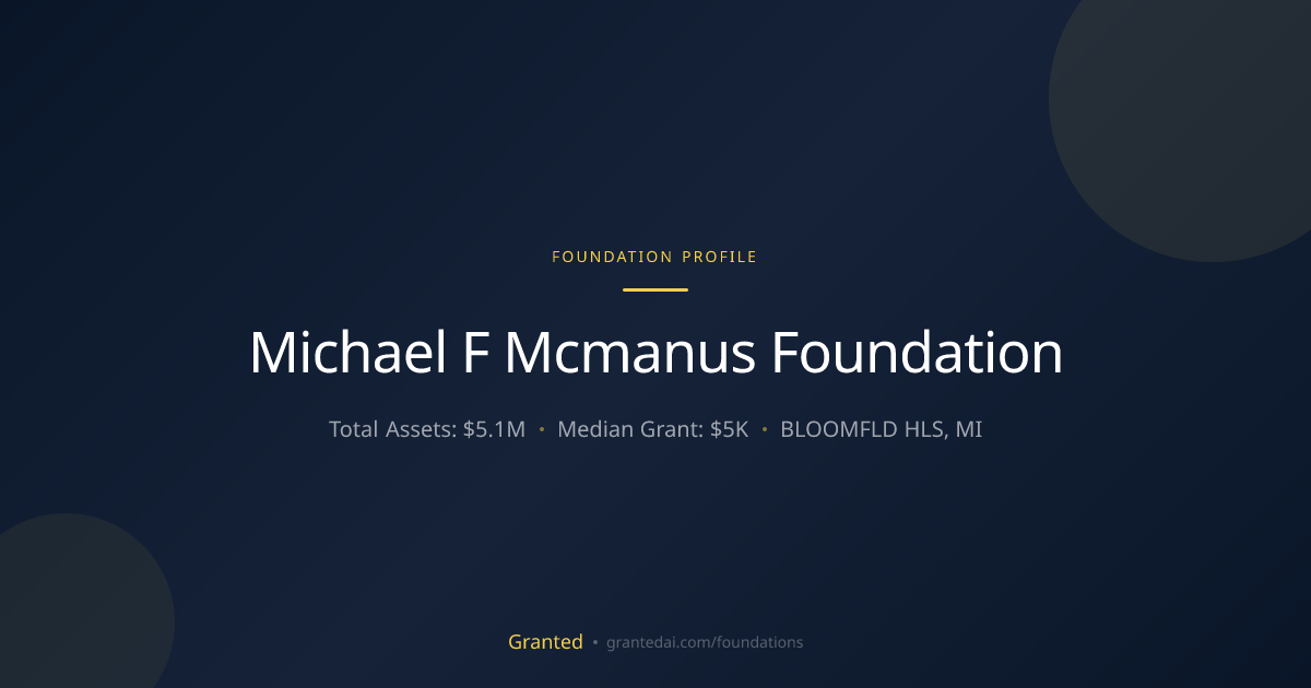 Michael F Mcmanus Foundation | Granted AI