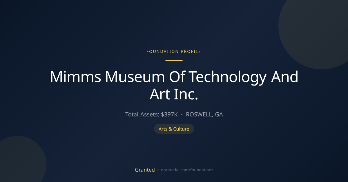 Mimms Museum Of Technology And Art Inc. | Granted AI