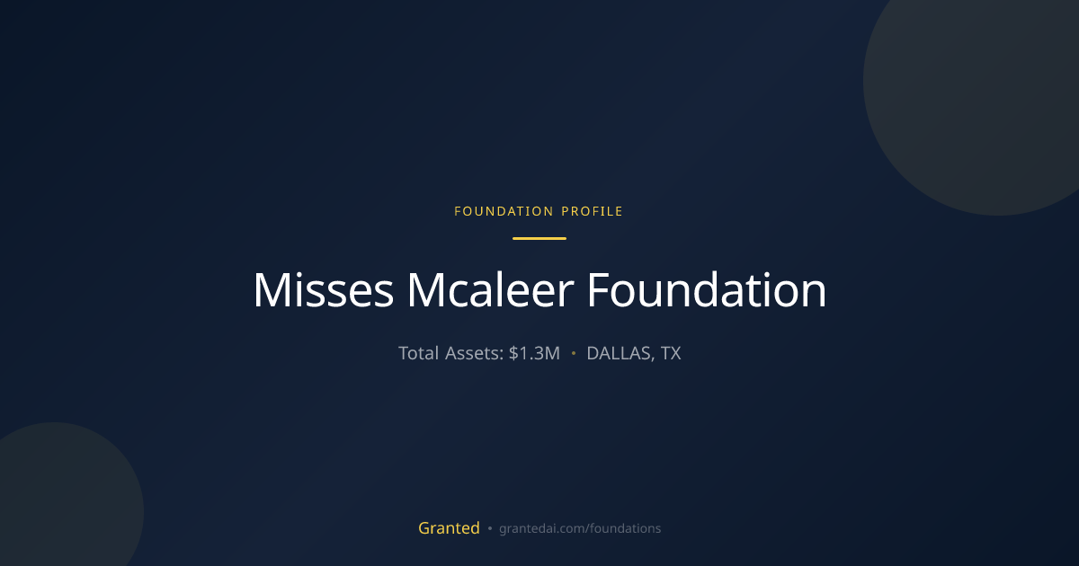 Misses Mcaleer Foundation | Granted AI