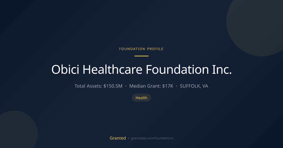 Obici Healthcare Foundation Inc. | Granted AI