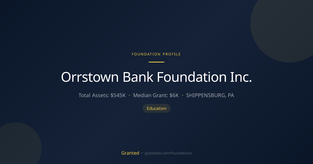 Orrstown Bank Foundation Inc. | Granted AI