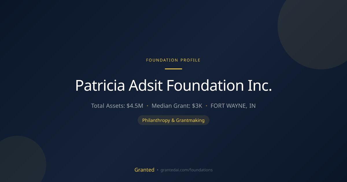 Patricia Adsit Foundation Inc. | Granted AI