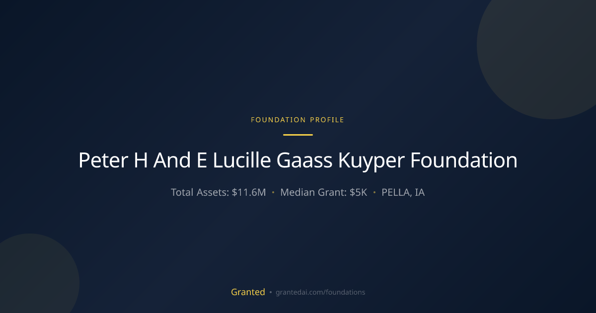 Peter H And E Lucille Gaass Kuyper Foundation | Granted AI