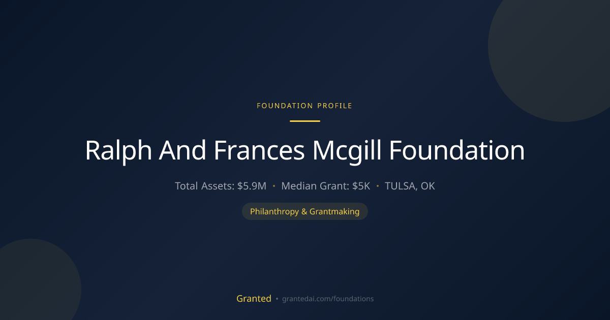 Ralph And Frances Mcgill Foundation | Granted AI