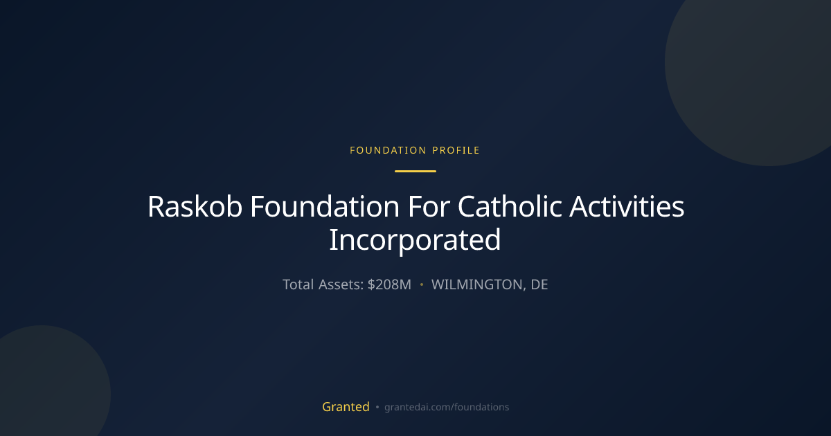 Raskob Foundation For Catholic Activities Incorp... | Granted AI