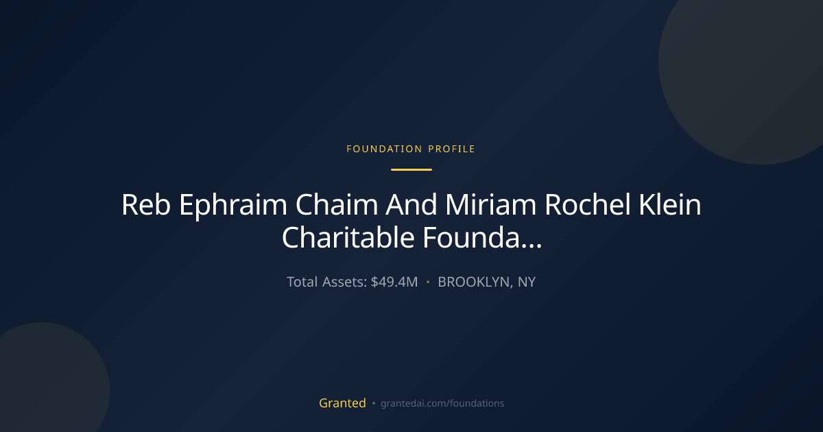 Reb Ephraim Chaim And Miriam Rochel Klein Charit... | Granted AI