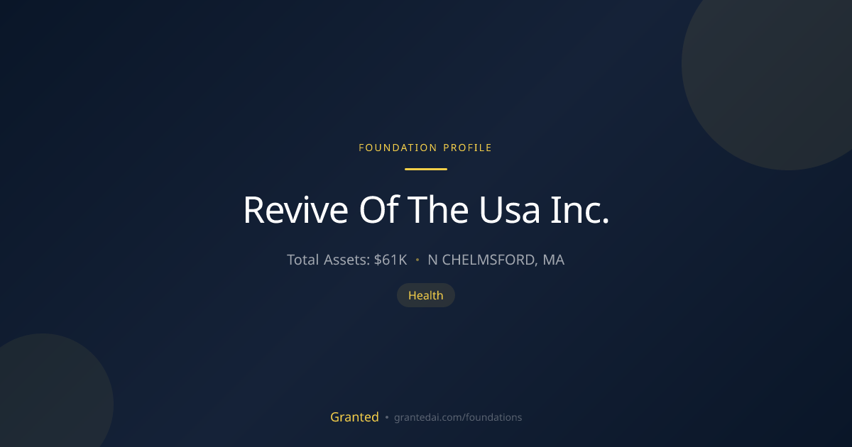 Revive Of The Usa Inc. | Granted AI
