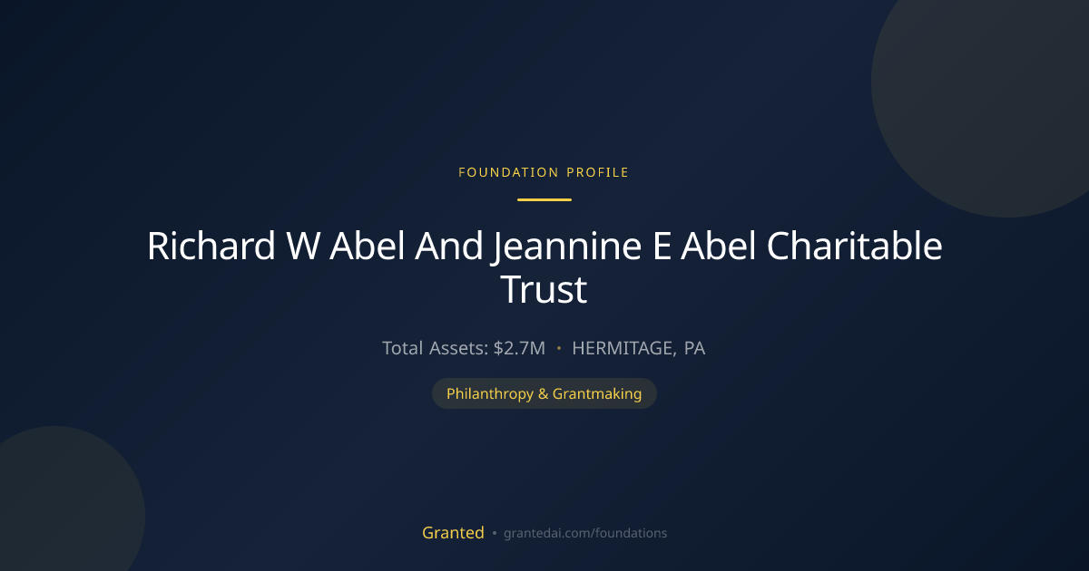 Richard W Abel And Jeannine E Abel Charitable Tr... | Granted AI