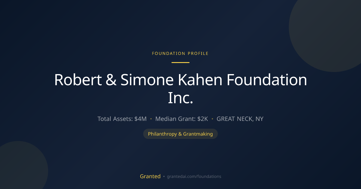 Robert & Simone Kahen Foundation Inc. | Granted AI