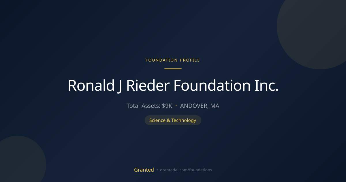 Ronald J Rieder Foundation Inc. | Granted AI