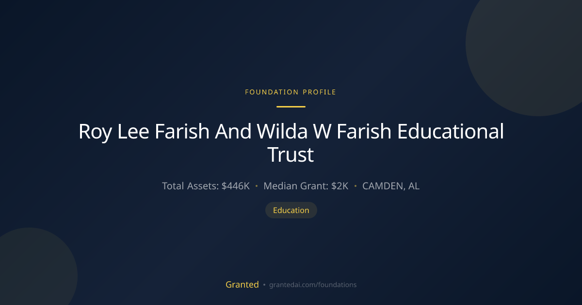 Roy Lee Farish And Wilda W Farish Educational Tr... | Granted AI