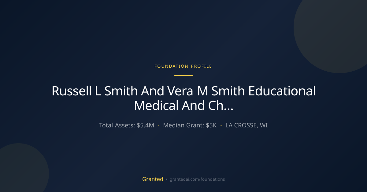 Russell L Smith And Vera M Smith Educational Med... | Granted AI