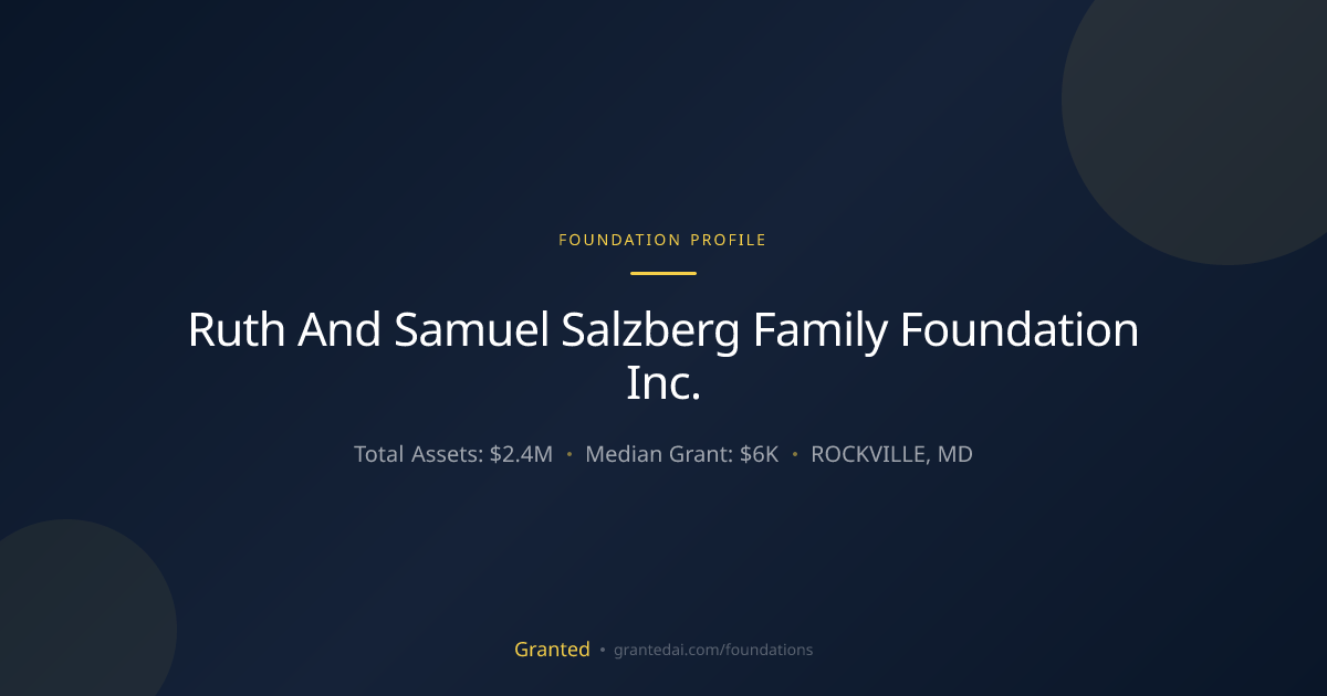 Ruth And Samuel Salzberg Family Foundation Inc. | Granted AI