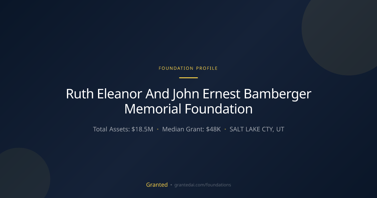 Ruth Eleanor And John Ernest Bamberger Memorial ... | Granted AI