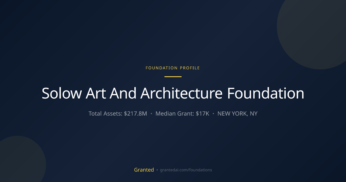 Solow Art And Architecture Foundation | Granted AI