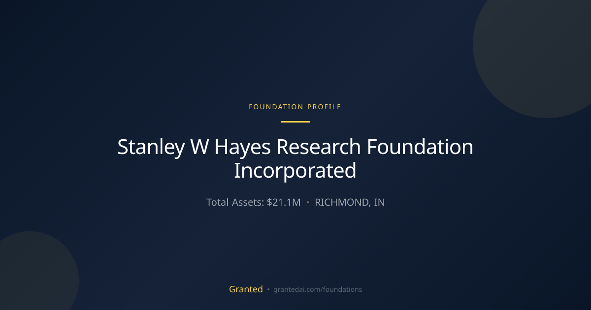 Stanley W Hayes Research Foundation Incorporated | Granted AI