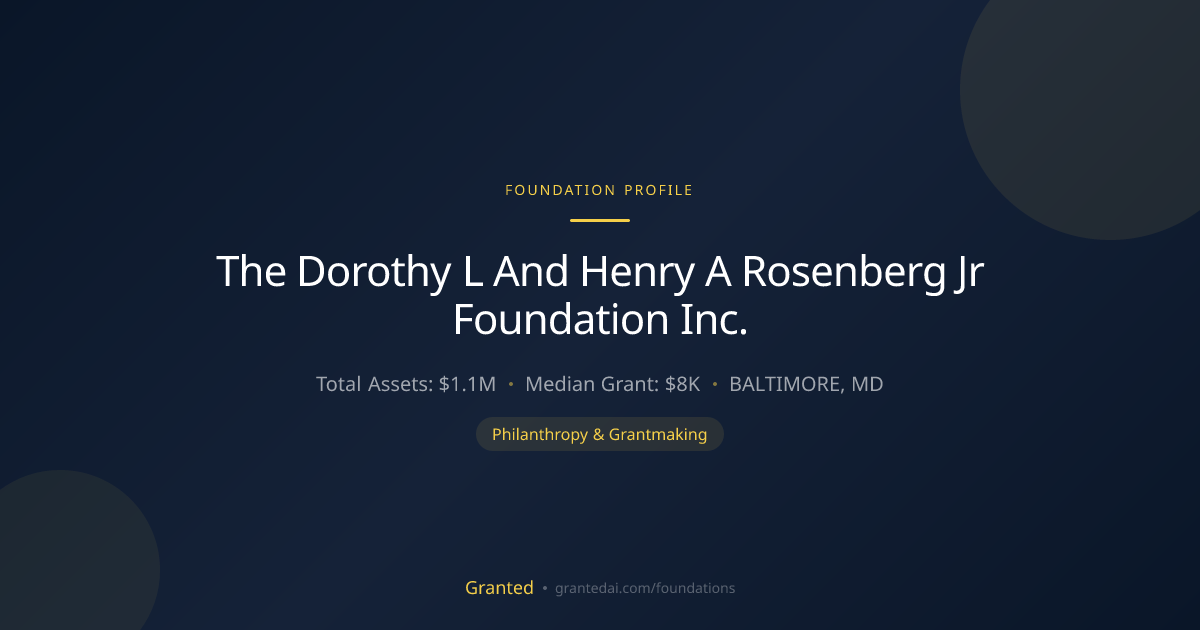 The Dorothy L And Henry A Rosenberg Jr Foundatio... | Granted AI