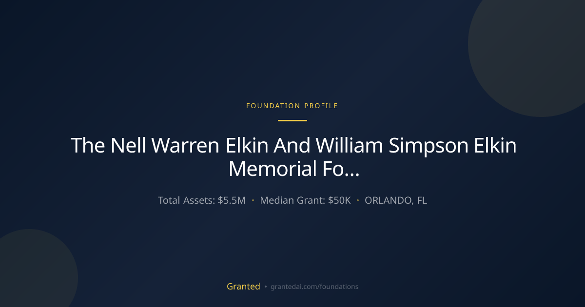 The Nell Warren Elkin And William Simpson Elkin ... | Granted AI