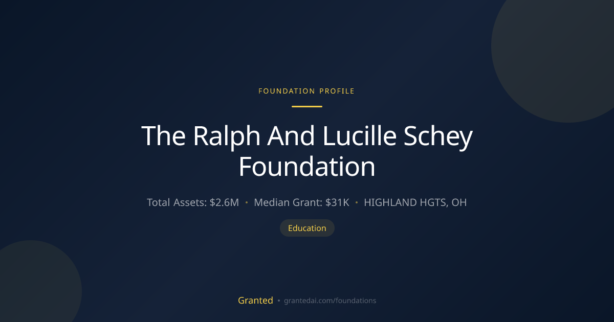 The Ralph And Lucille Schey Foundation | Granted AI