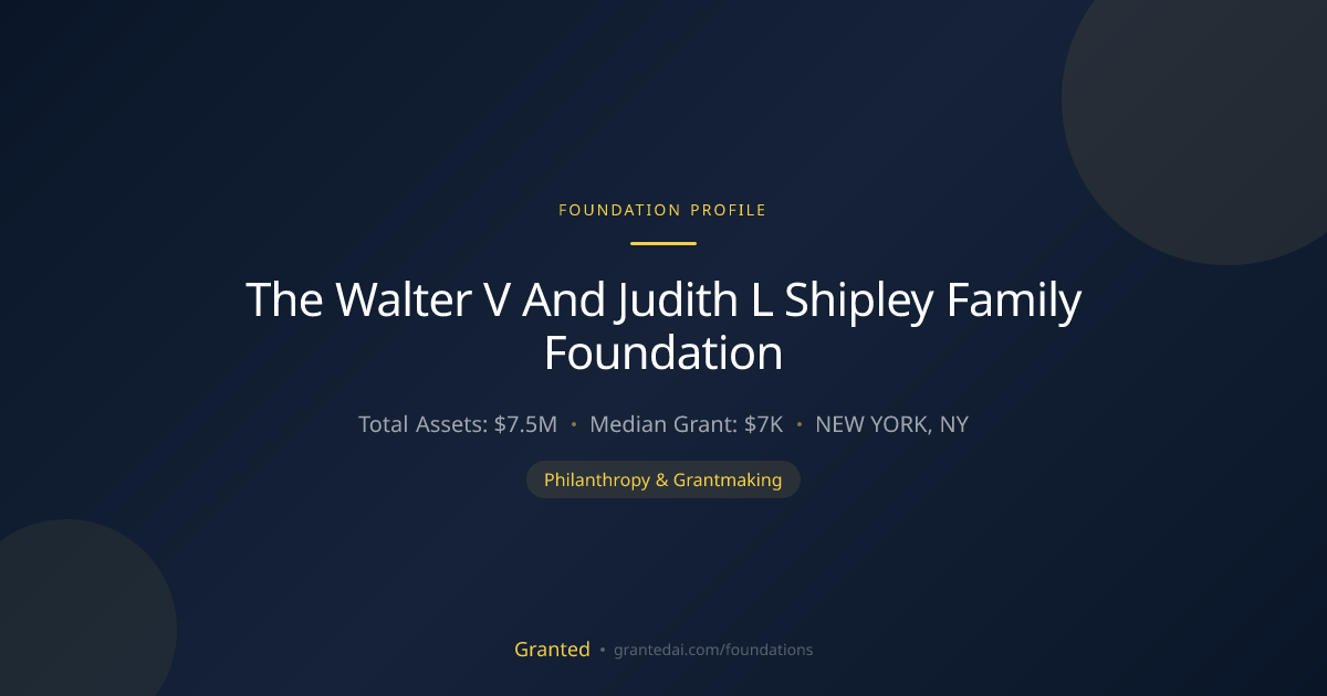The Walter V And Judith L Shipley Family Foundat... | Granted AI