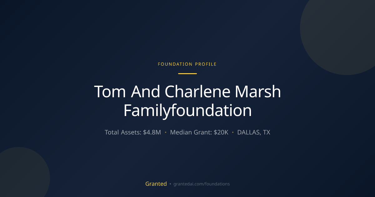 Tom And Charlene Marsh Familyfoundation | Granted AI