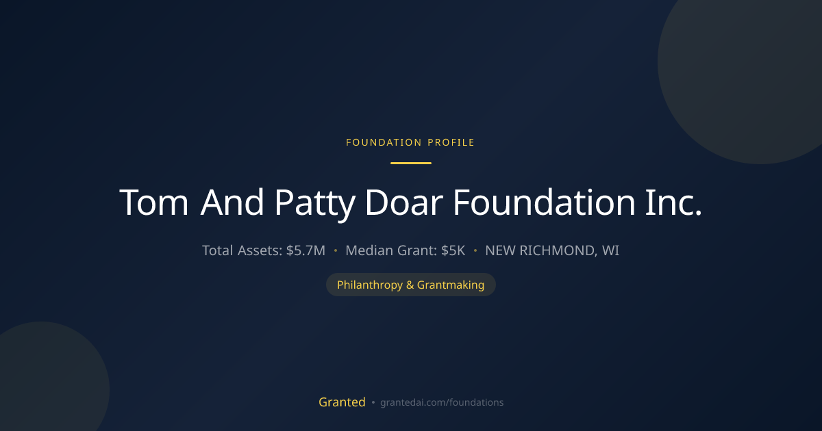 Tom And Patty Doar Foundation Inc. | Granted AI