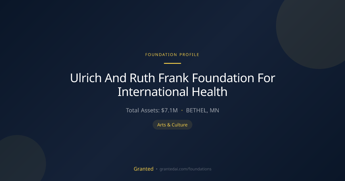 Ulrich And Ruth Frank Foundation For Internation... | Granted AI