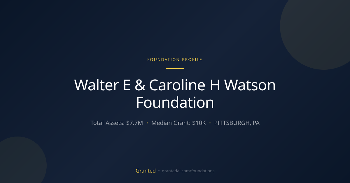 Walter E & Caroline H Watson Foundation | Granted AI
