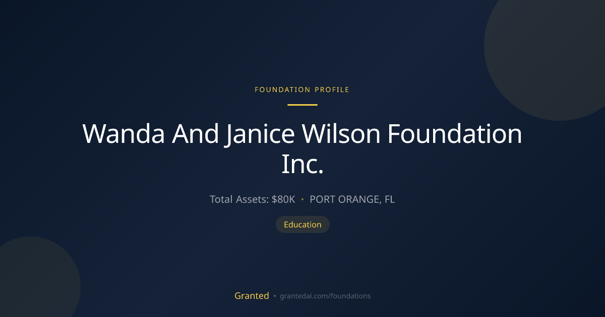 Wanda And Janice Wilson Foundation Inc. | Granted AI