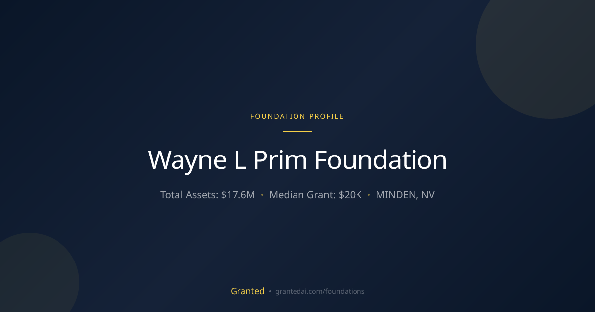 Wayne L Prim Foundation | Granted AI