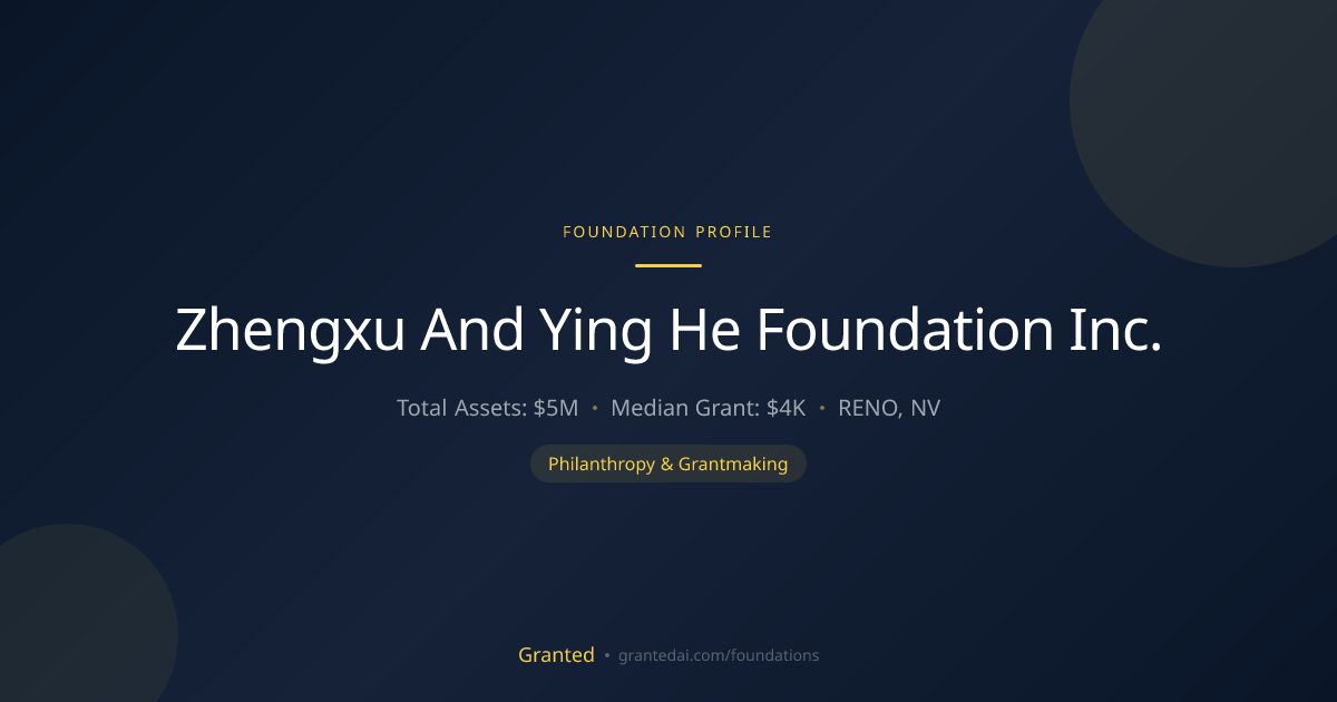 Zhengxu And Ying He Foundation Inc. | Granted AI