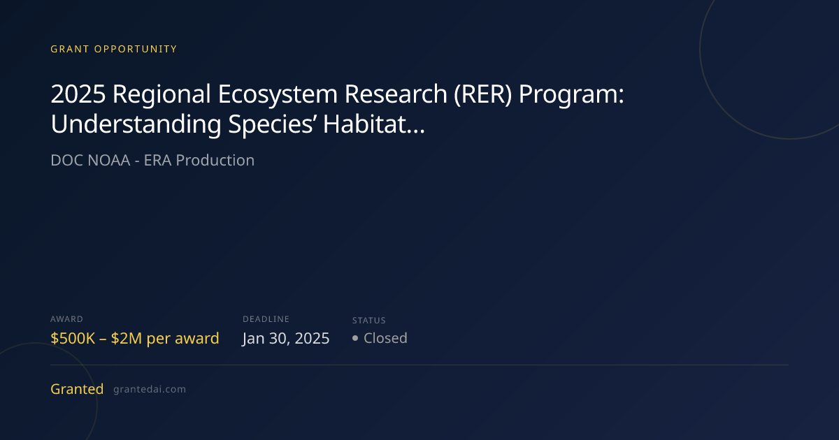 2025 Regional Ecosystem Research (RER) Program: Understanding Species ...