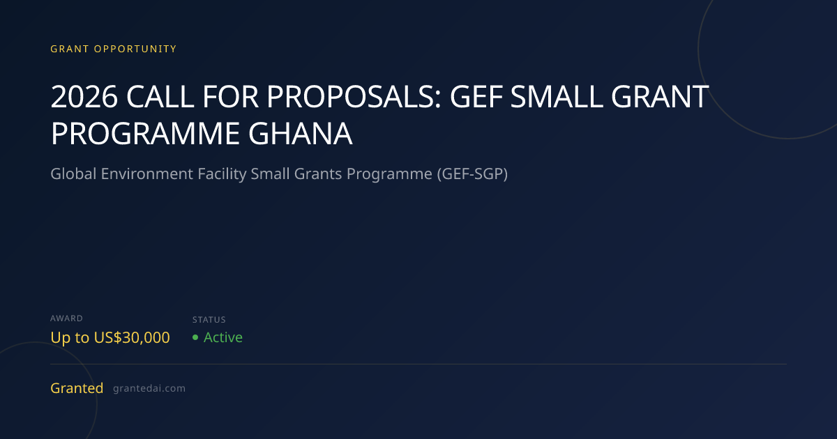 2026 CALL FOR PROPOSALS: GEF SMALL GRANT PROGRAMME GHANA (2026 ...