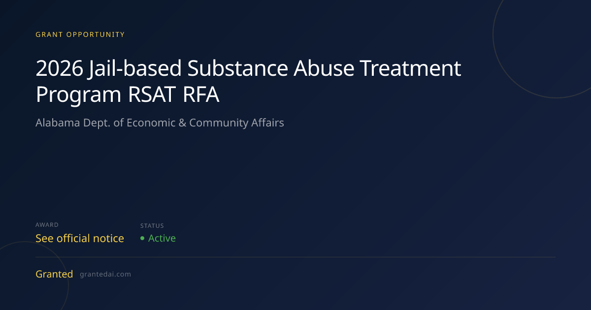 2026 Jail-based Substance Abuse Treatment Program RSAT RFA (2026 ...
