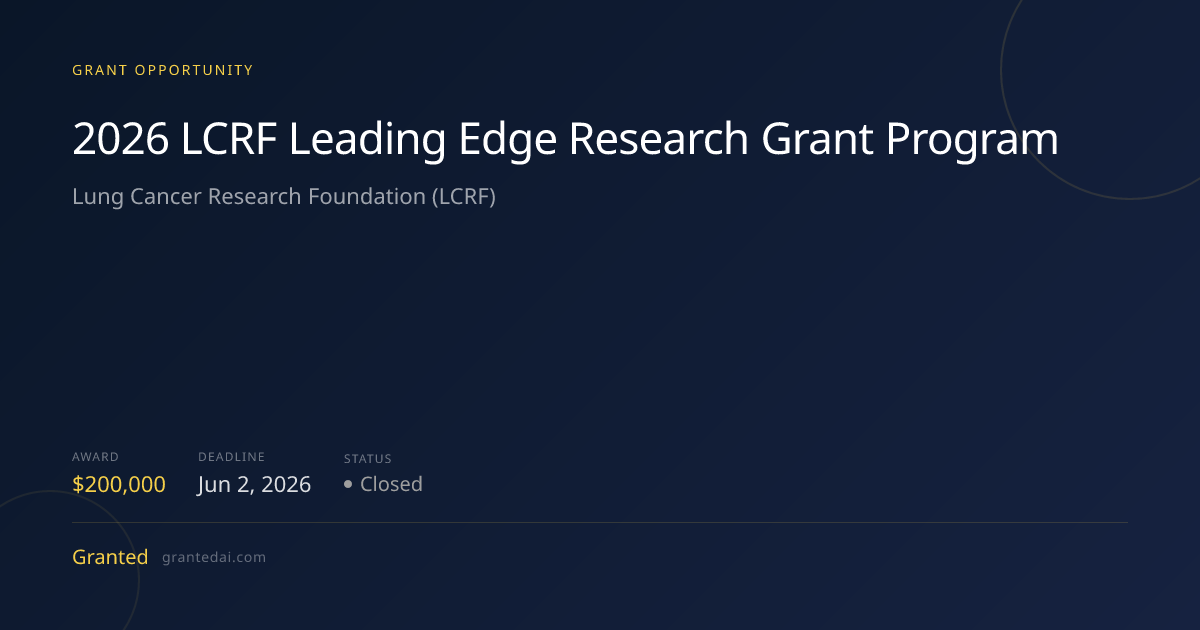 2026 LCRF Leading Edge Research Grant Program (2026) | Granted AI