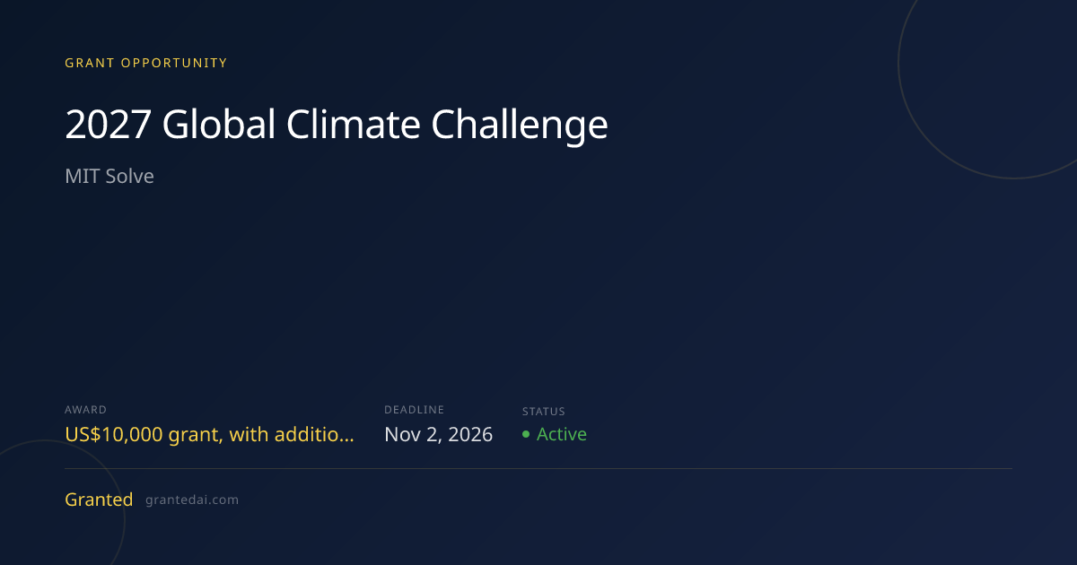2027 Global Climate Challenge (2026) | Granted AI