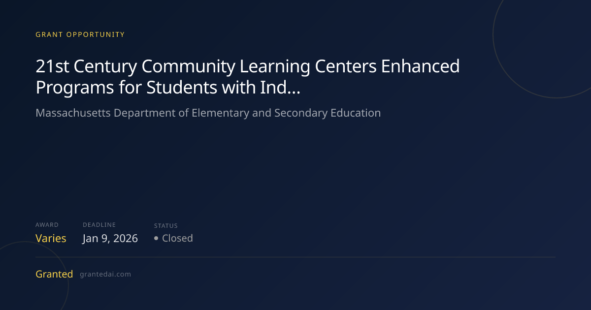 21st Century Community Learning Centers Enhanced Programs for Students ...