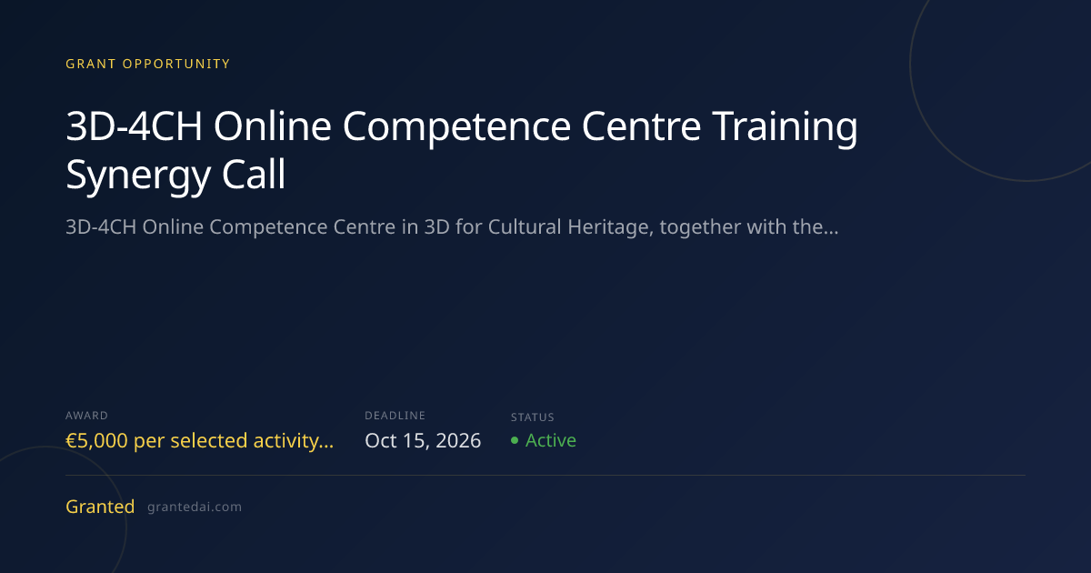 3D-4CH Online Competence Centre Training Synergy Call (2026) | Granted AI