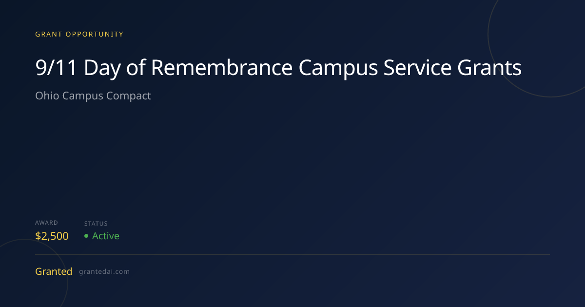 9/11 Day of Remembrance Campus Service Grants (2026) | Granted AI