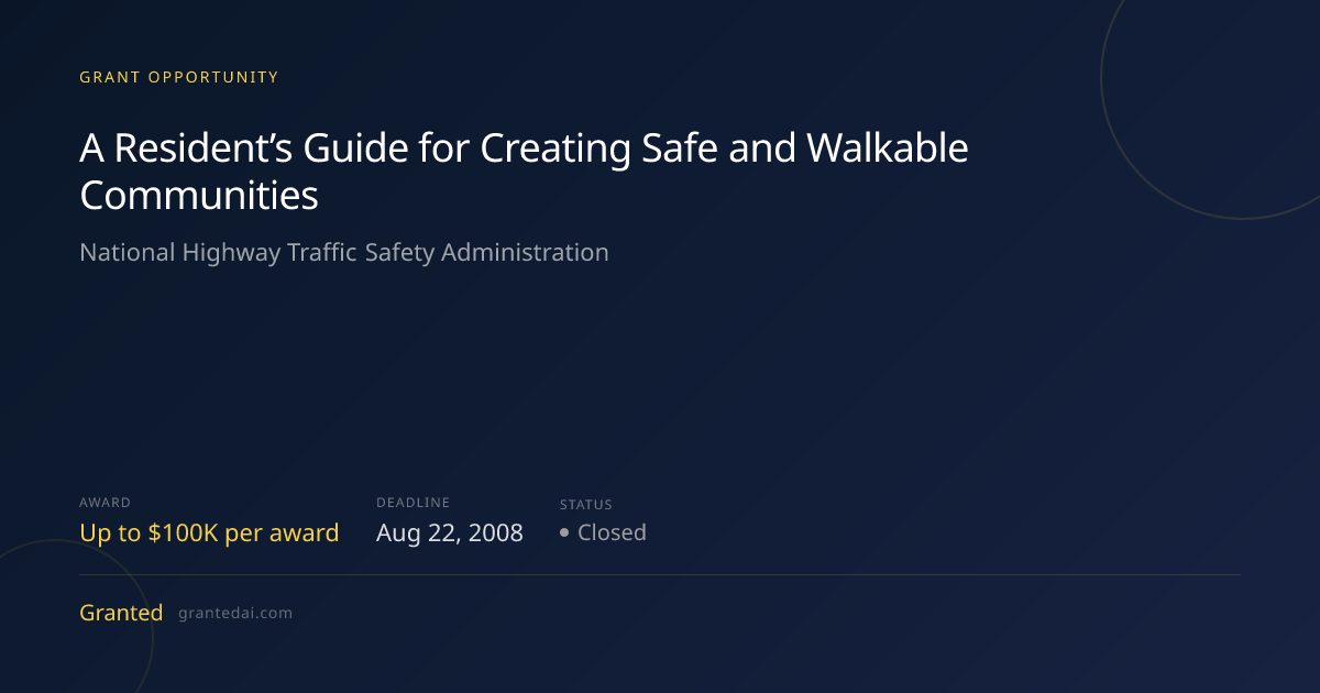 A Resident’s Guide for Creating Safe and Walkable Communities (2008 ...