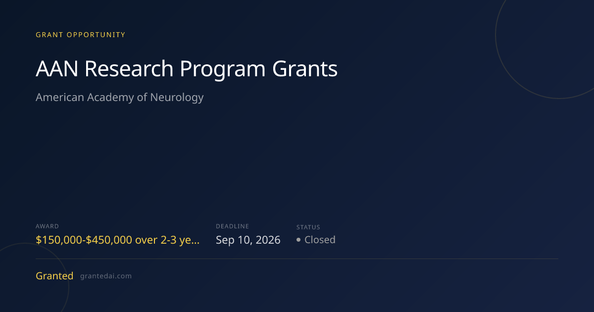 AAN Research Program Grants (2026) | Granted AI