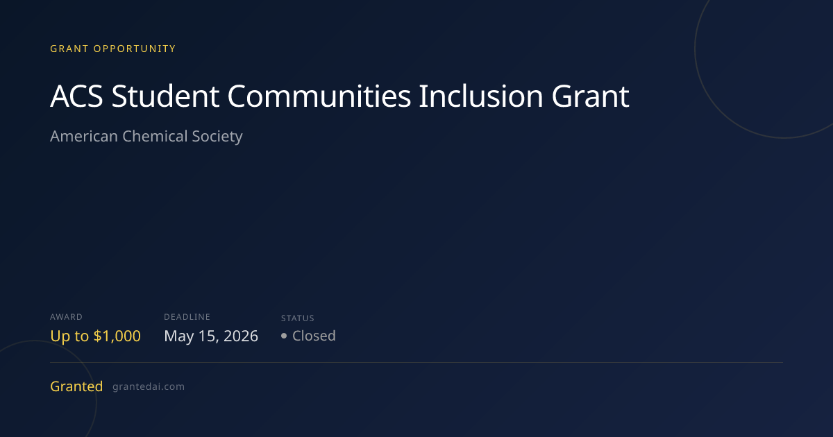 $1K for Researchers: ACS Student Communities Inclusion Grant | Granted AI