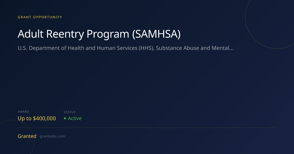 Adult Reentry Program (SAMHSA) (2026) | Granted AI