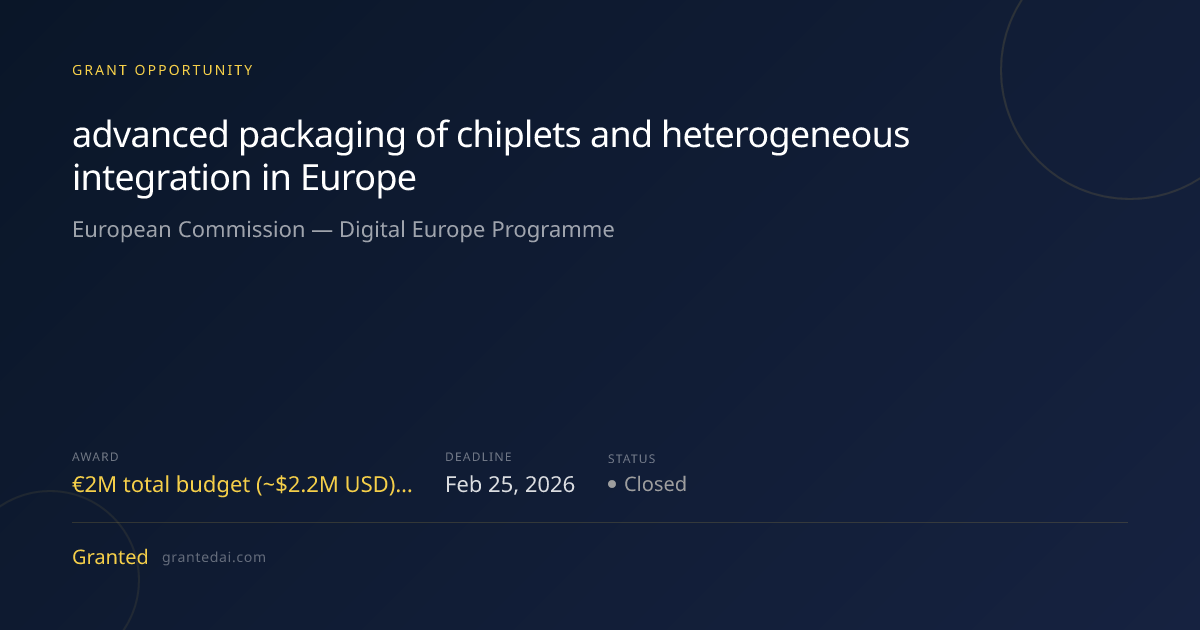 advanced packaging of chiplets and heterogeneous integration in Europe ...