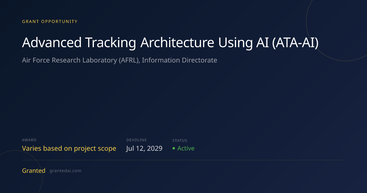 Advanced Tracking Architecture Using AI (ATA-AI) (2029) | Granted AI