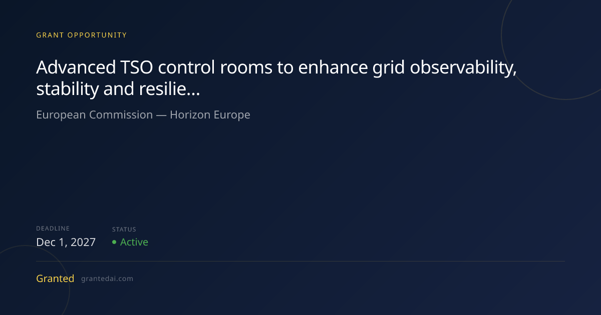 Advanced TSO control rooms to enhance grid observability, stability and ...